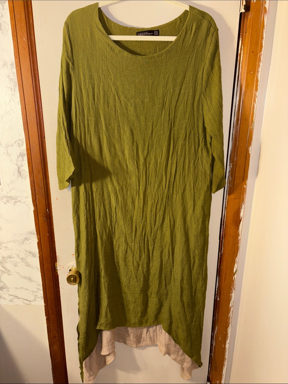 *3 for $25* Zander  Olive Green n Tan Lightweight Dress